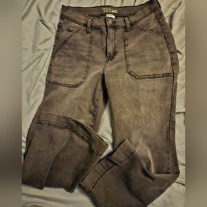Womens Gray Jeans High Rise Wide Leg Time And Tru Size 4